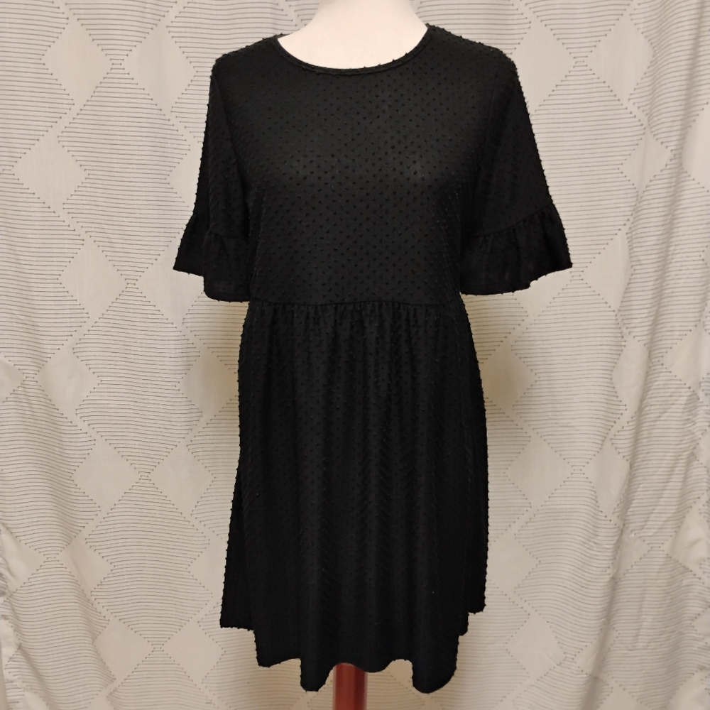 Dee Elly Black Ruffle Sleeve Dress Women's Size Large